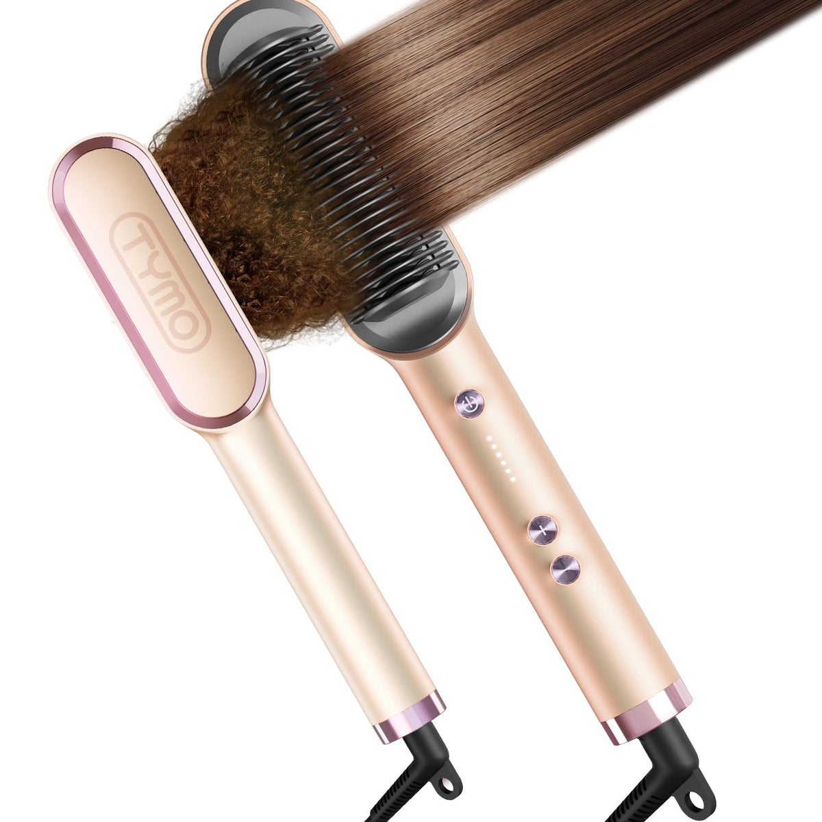 TYMO Ring Hair Straightener Brush, 2-in-1 Straightening Brush & Hot Comb