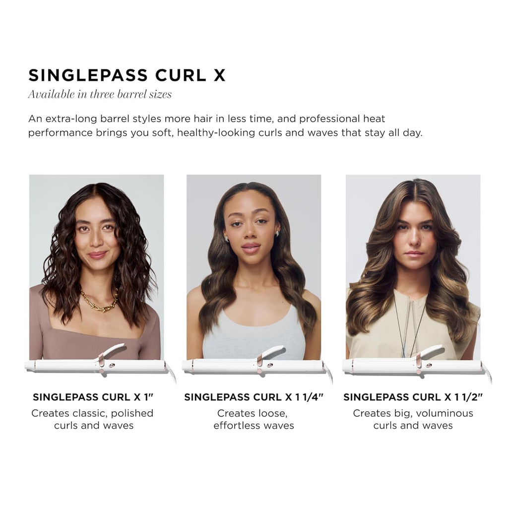 T3 SinglePass Curl X Extra-Long Barrel Curling Iron & Curling Wand, Hair Curler with 9 Heat Settings, Korean Ceramic & ProGlide Clip for Curls, Waves & Shine on Fine, Medium & Thick Hair
