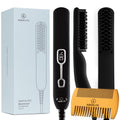 Aberlite EDC - Premium Beard Straightener Brush - Professional Heated Straightening Comb and Grooming Kit for Men (Gray)
