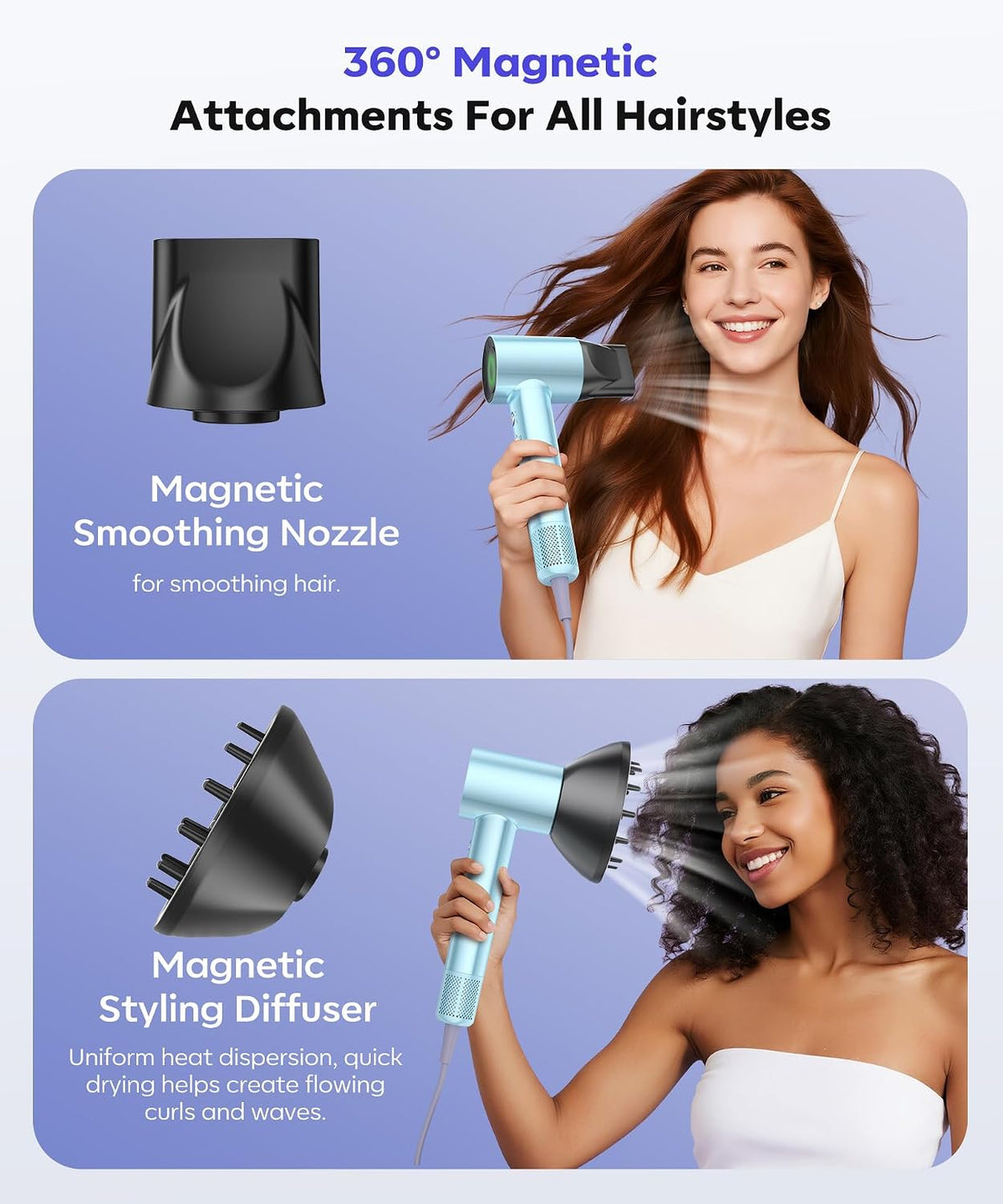 Cosy Companions High Speed Ionic Hair Dryer, 150000 RPM Fast Drying Blow Dryer with 500 Million Negative Ions, Lightweight with Heat Protection for Women & Men, Professional Salon Dryer, Blue
