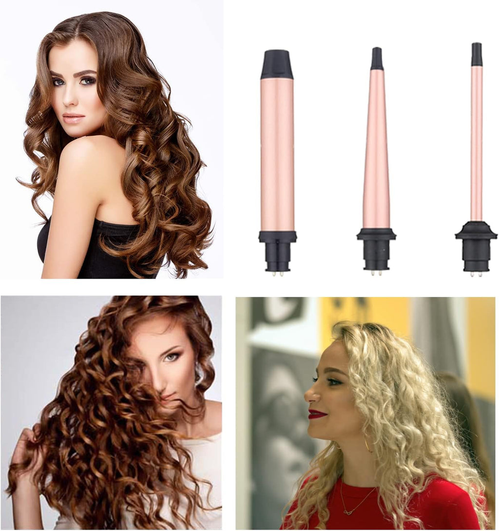 JAETON Curling Iron Wand Set 3 in 1 with 0.35"-1.25" Ceramic Barrels