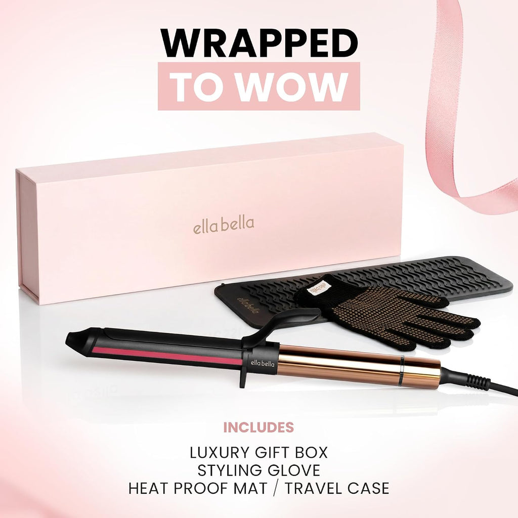 ELLA BELLA® Curling Iron 1.25" Professional Ceramic Wand, All Hair Types