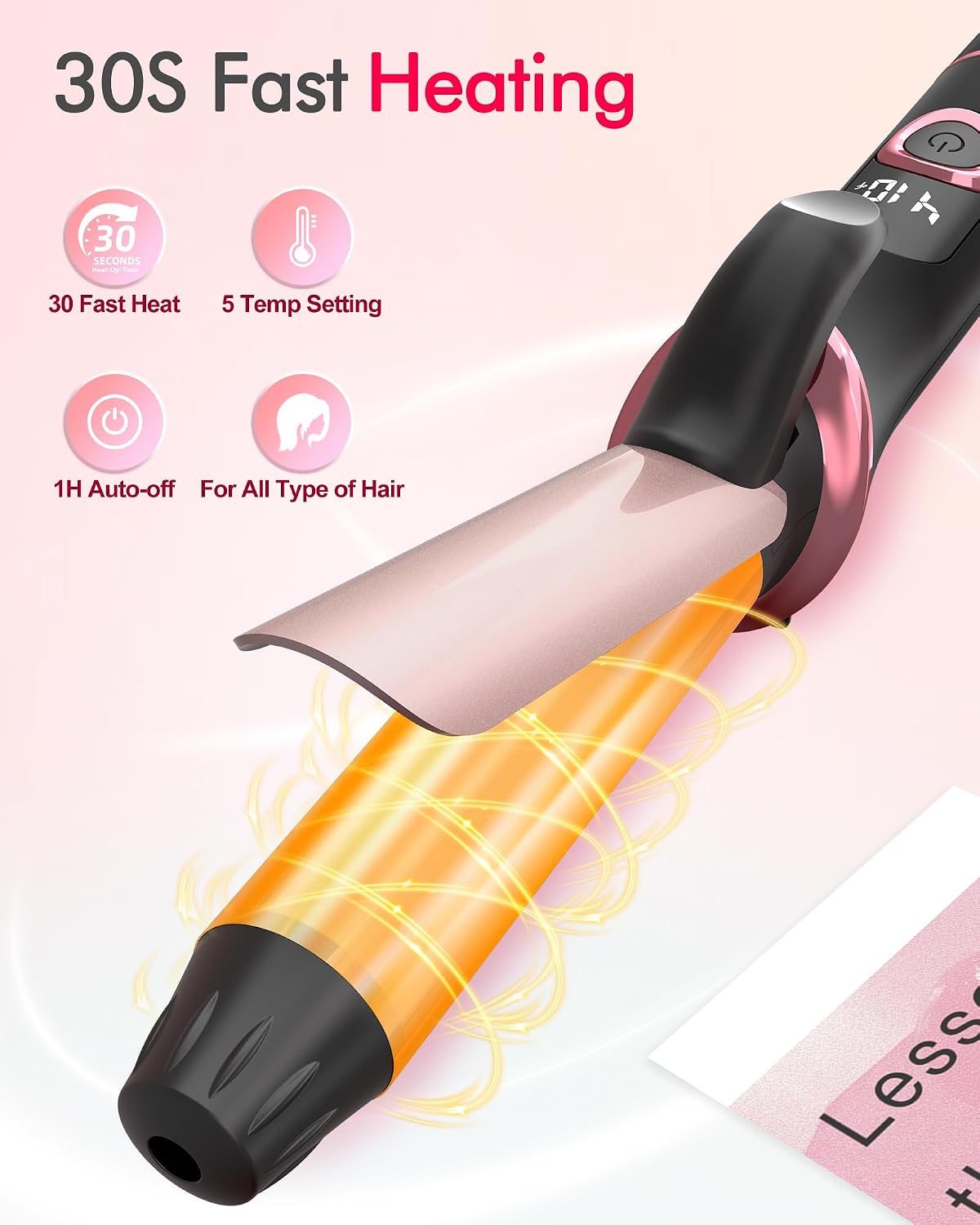 Travel Curling Iron, Dual Voltage with European, UK Plug Adapter, Small Hair Curler for Women, 5 Temperature Settings for All Hair Types up to 410℉, 1 Inch