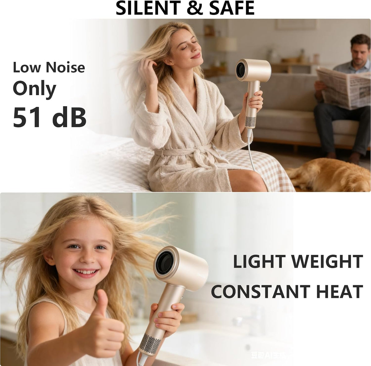 Faster Drying All Hair Types Hair Dryer,Ionic Blow Dryer(Iridescent)