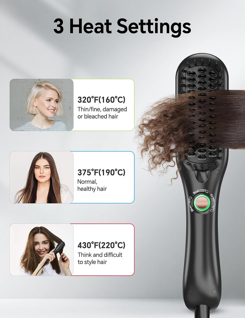 LANDOT Mini Hair Straightener Brush - Ionic Ceramic Travel Hot Comb