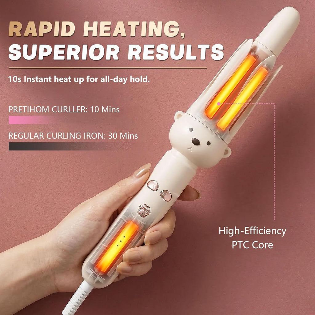 PretiHom Automatic Rotating Curling Iron & Wand, Hair Curler for Long Hair