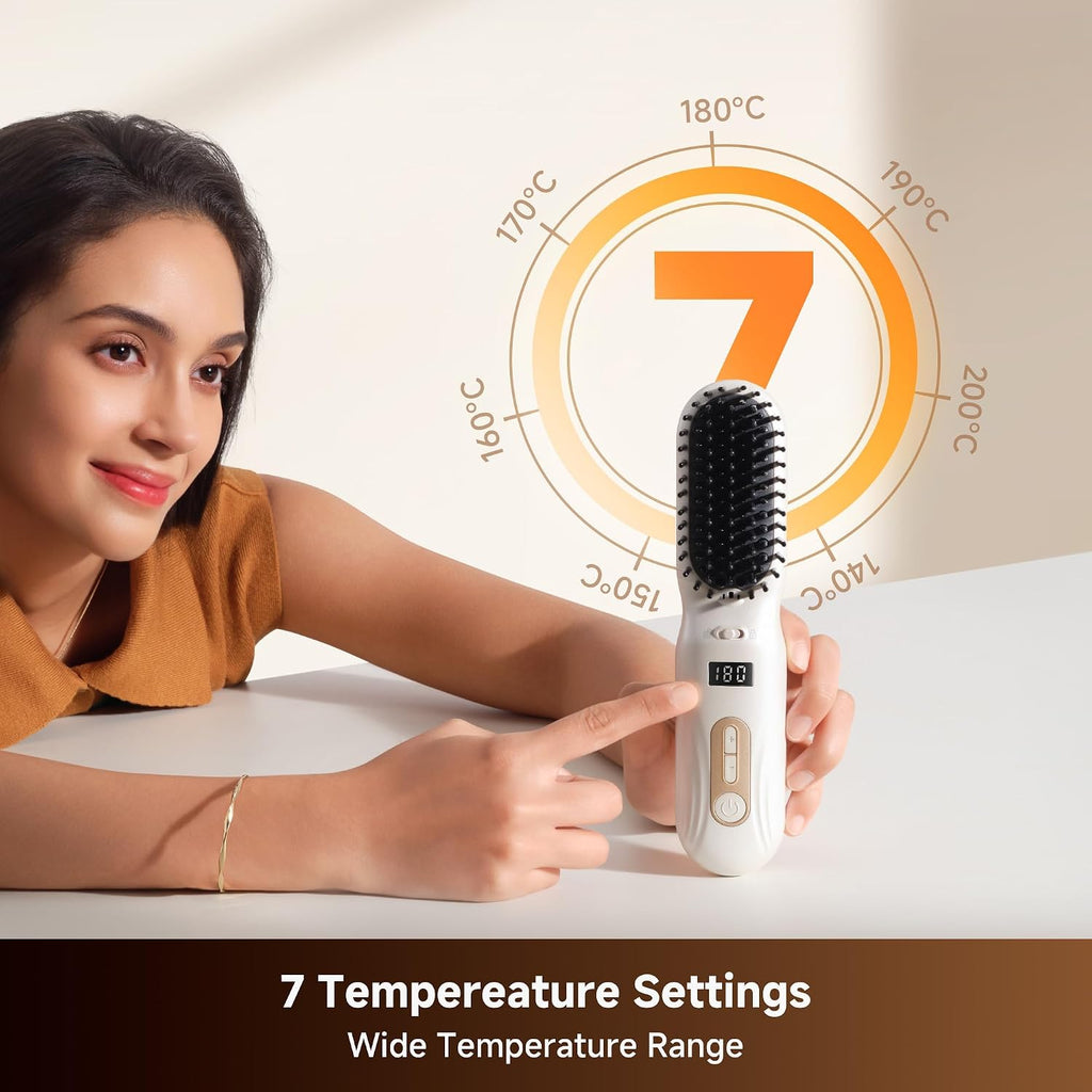 Dreame Silky Cordless Hair Straightening Brush, Rechargeable Heated Brush