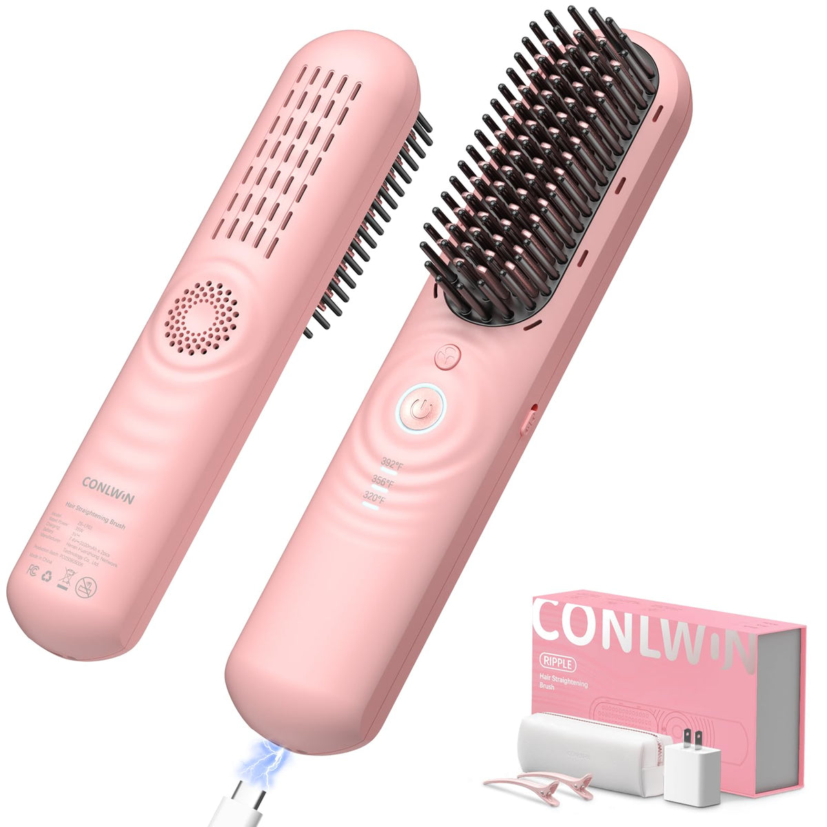 Cordless Hair Straightener Brush for Travel Touch-Up, Model Z6-LF01
