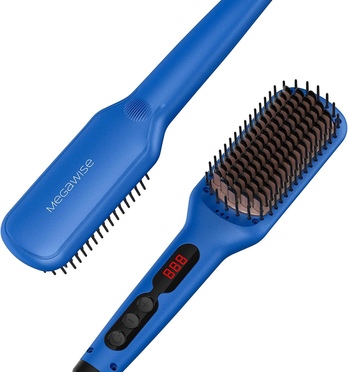 MEGAWISE Ceramic Ionic Hair Straightener Brush, 20s Heat, Dual Voltage