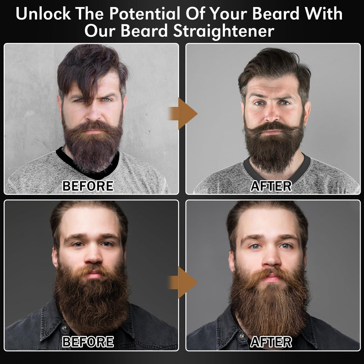 Beard Straightener for Men w/Beard Oil,Balm,Comb,E-Book for All Beard Type