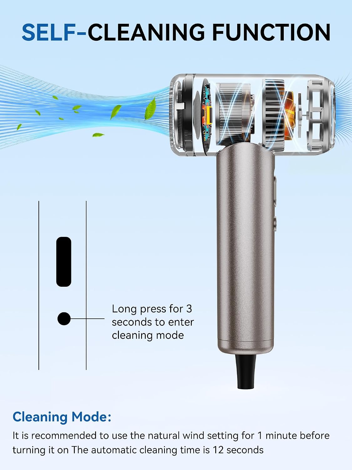 Hair Dryer,160000 RPM Professional HighSpeed lonic Blow Dryer for Fast Drying 500 Million Negative lons Blow Dryer with Diffuser for All Hair Types Lightweight for Home and Travel (Silver Brown)