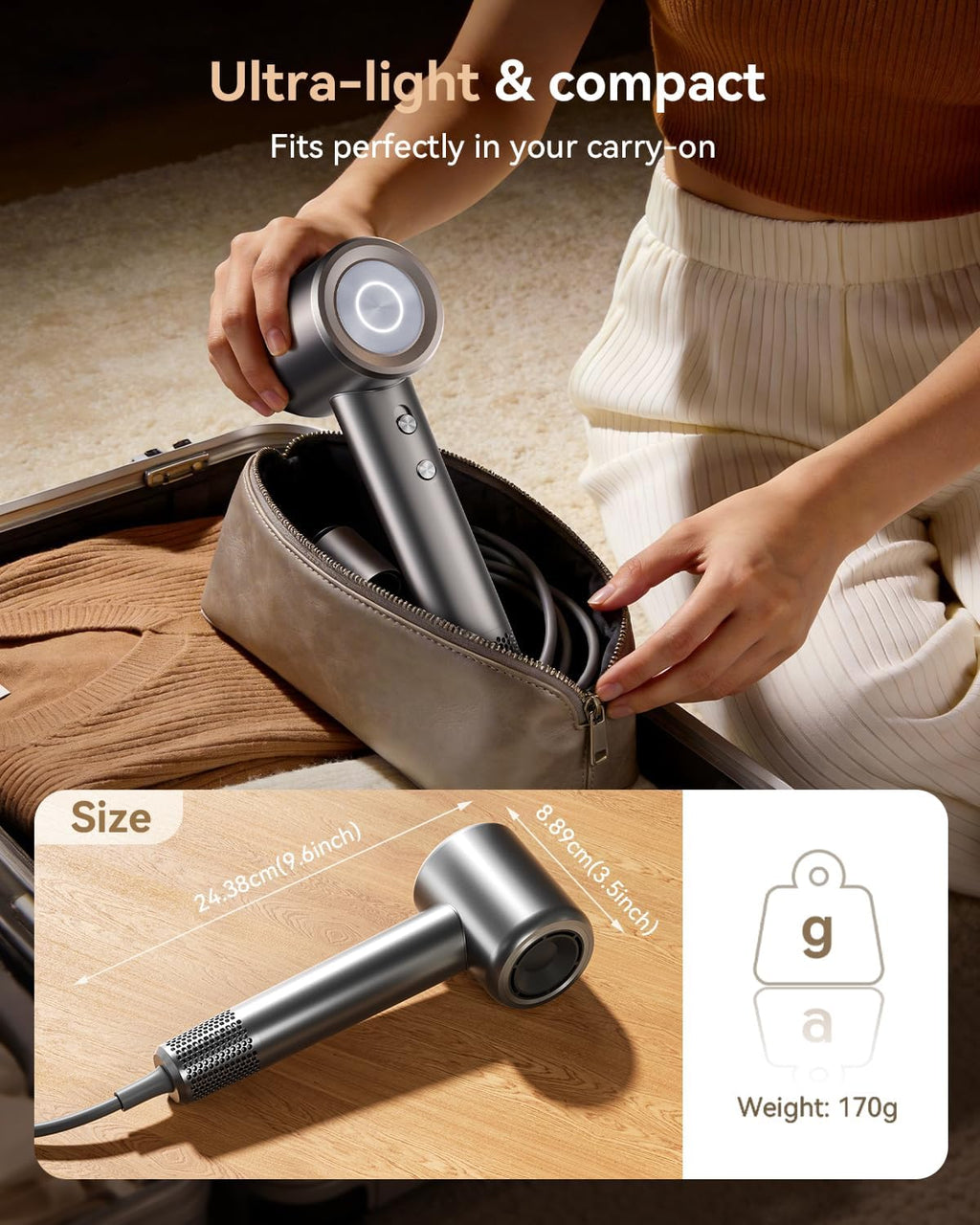 Hair Dryer, High-Speed Ionic Blow Dryer with Diffuser& Concentrator