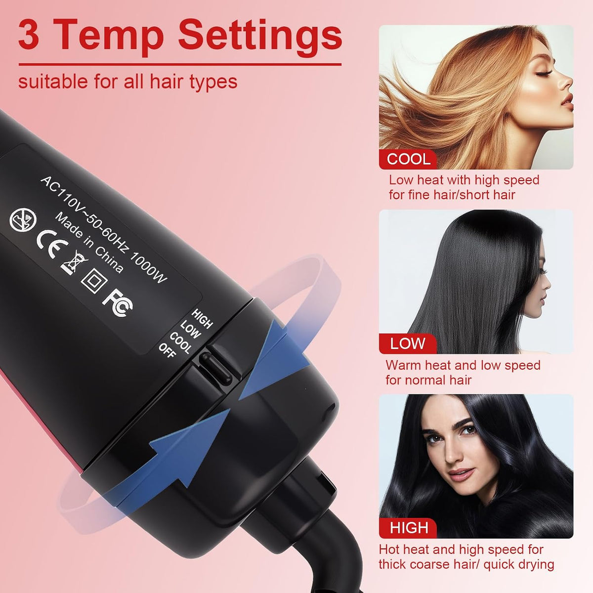 Blow Dryer Brush Hair Dryer One-Step Straightener Paddle Brush