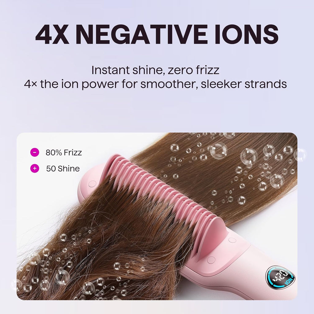Wavytalk Hair Straightener Brush, Sleek Sweep Ionic Straightening Brush