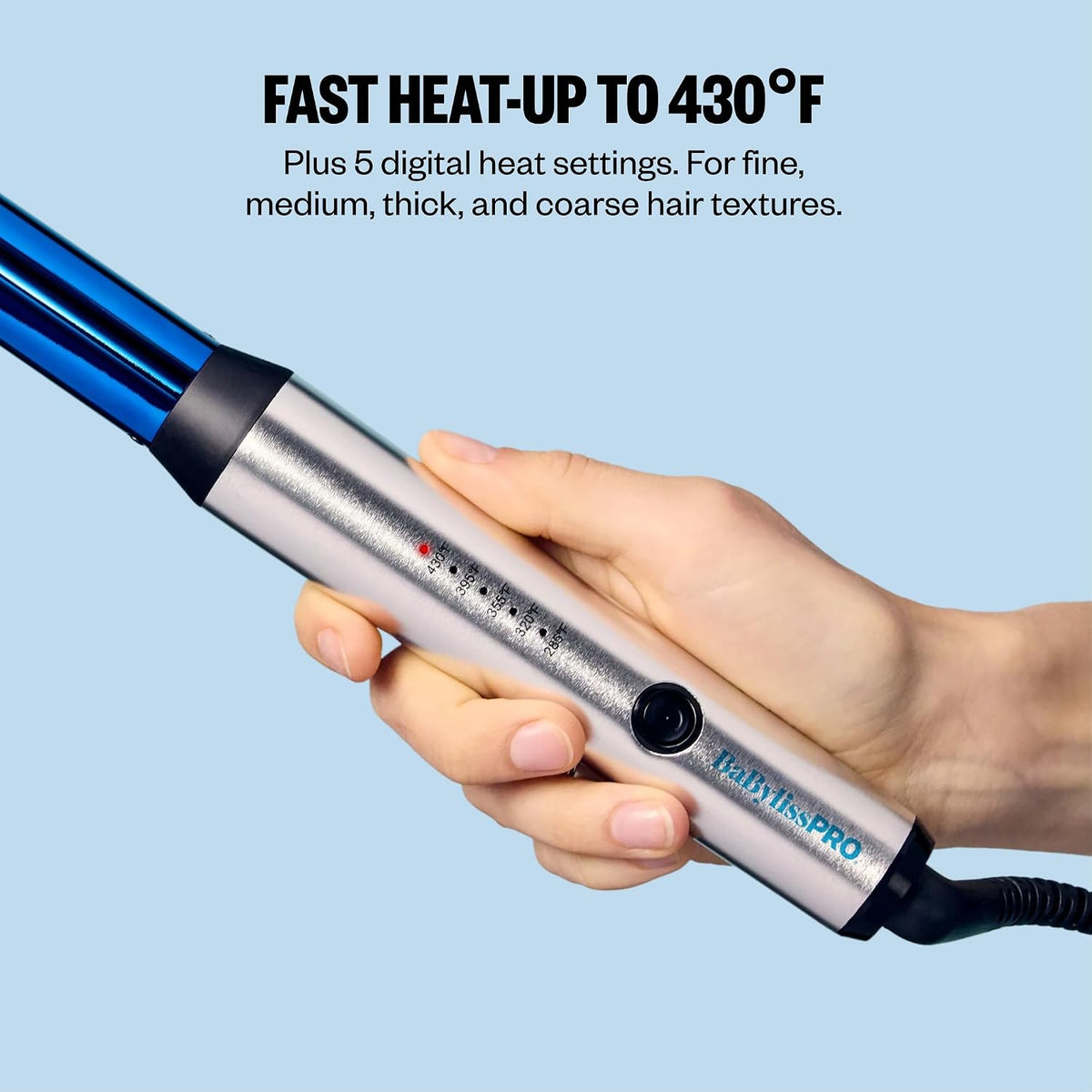 BabylissPRO Nano Titanium Professional Curling Wand For All Hair Types, Reaches 430 Degrees For Long Lasting Curls