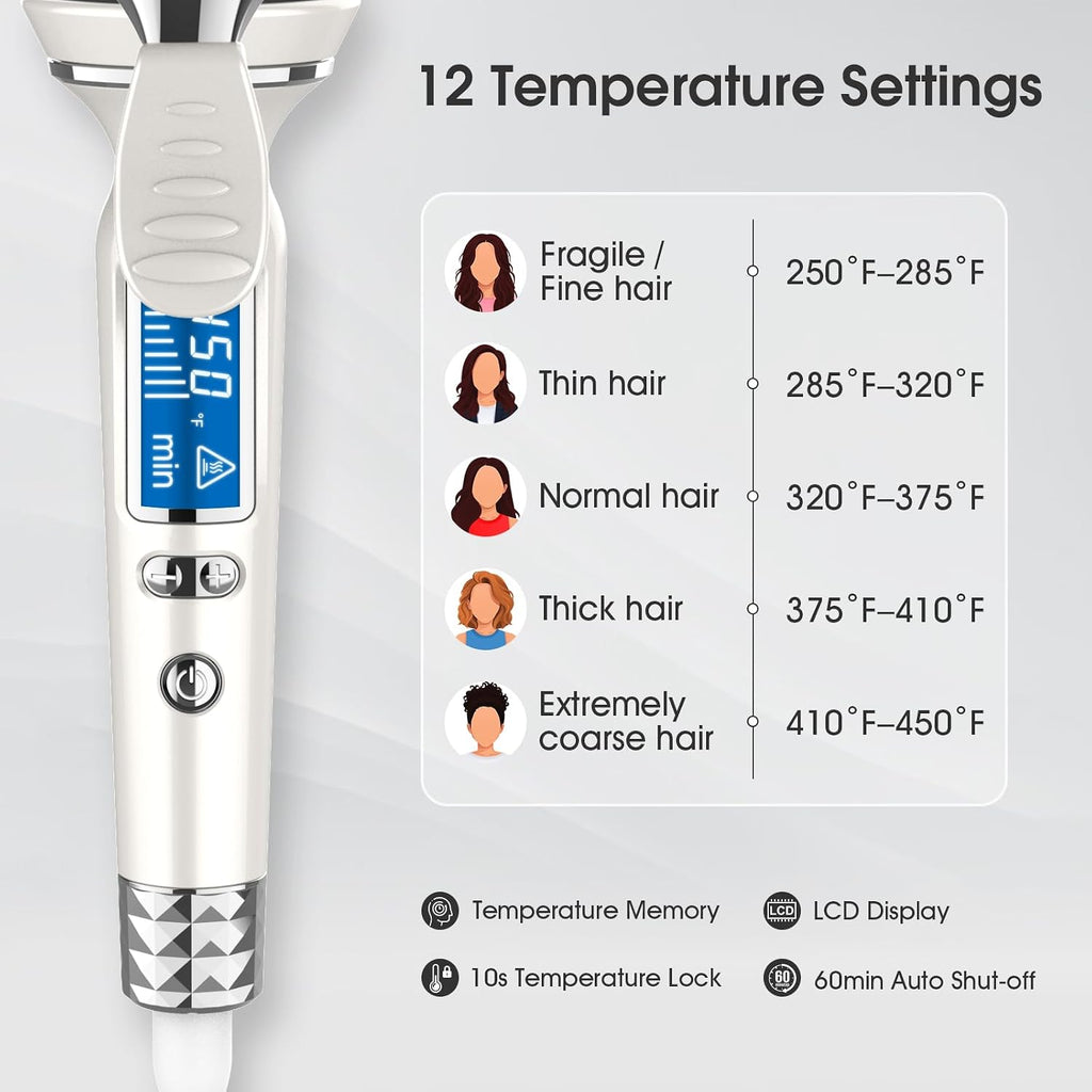 BANGMENG 1.75 Inch Large Curling Iron, Extra Long Barrel for Long Hair