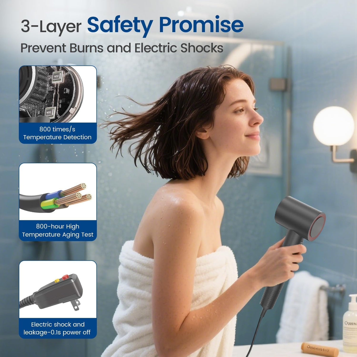 Hair Dryer with Diffuser, 180,000 RPM High Speed Blow Dryer with Diffuser