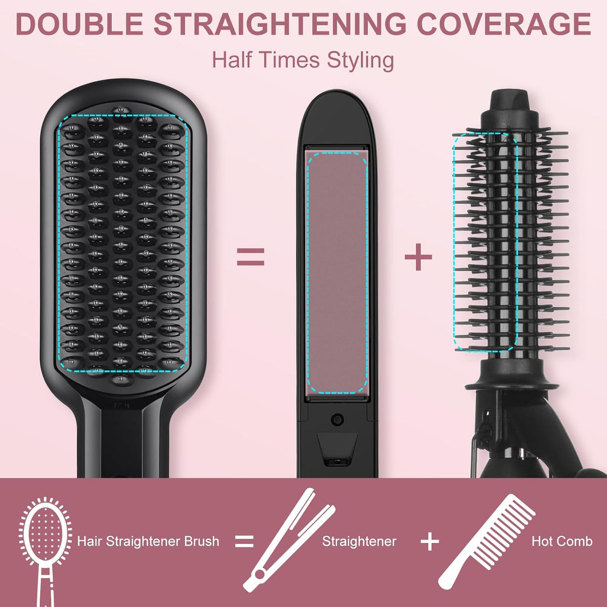 Hair Straightener Brush - SIQUER Ionic Hair Straightening Brush