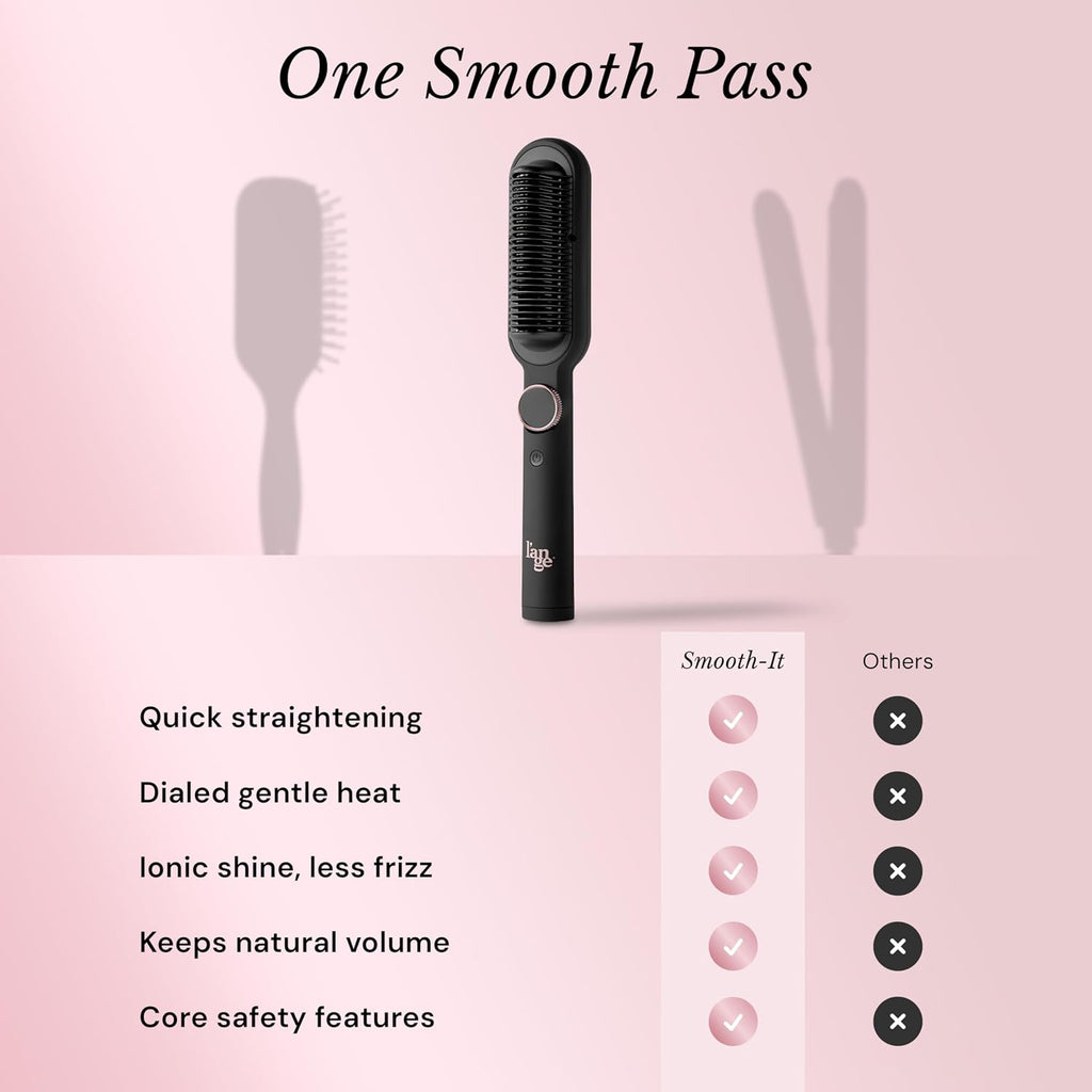 L'ANGE HAIR Smooth It 2-in-1 Hair Straightener Brush, Black