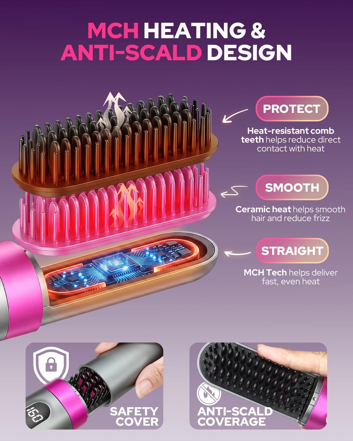 Cordless Hair Straightener, Portable Travel Ionic Hair Straightening Brush