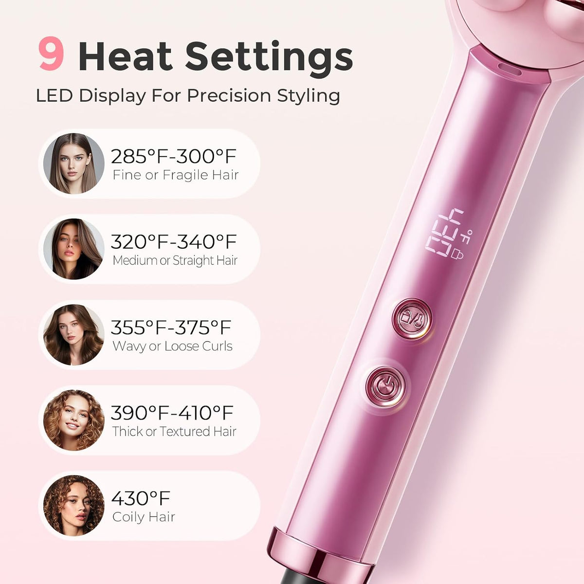 Ufree Hair Straightener Brush for Women, Double Row Ionic Hot Comb, Pink