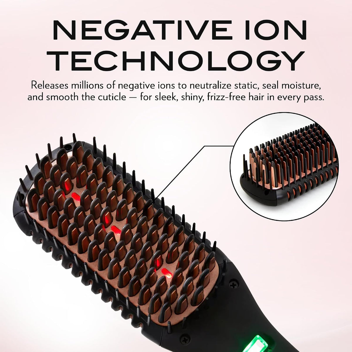 NuMe Ionic Straightening Brush with Tourmaline Ceramic Bristles & Edges - Negative Ion Conditioning Technology for Smooth, frizz Free and Healthy Hair- Dual Voltage