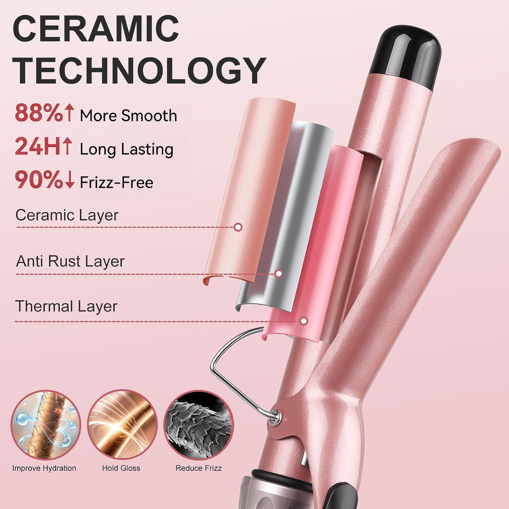 JAETON Hair Curling Iron Wand 1 1/4-Inch for Loose Curls, 190-450℉
