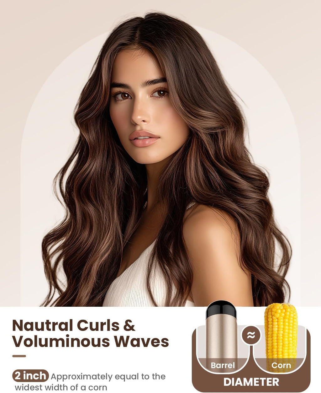 Hoson Curling Iron 2 Inch-Ceramic Wand Large Barrel for Long Hair