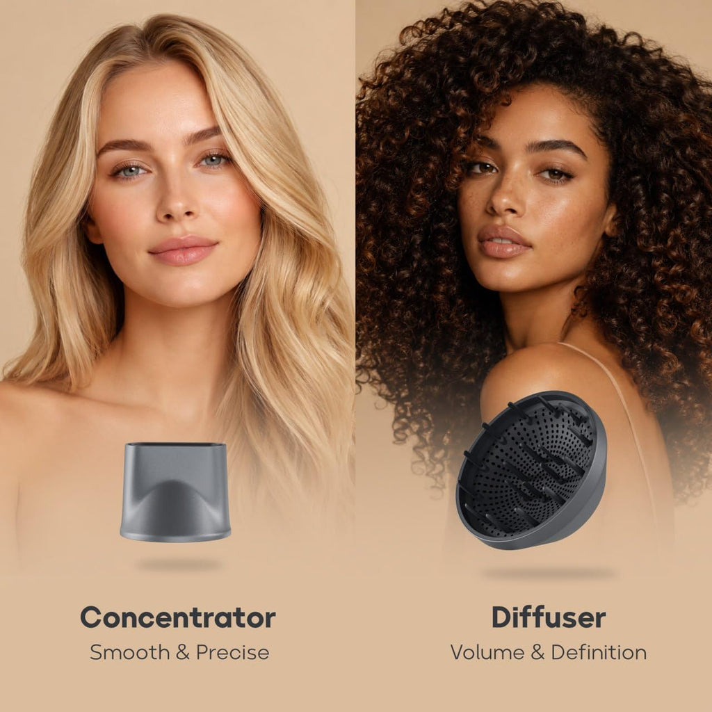 Hair Dryer, High-Speed Ionic Blow Dryer with Diffuser, Low Noise Fast Drying Hair Dryer with Brushless Motor, Thermo-Control Professional Hair Dryer for Curly Hair