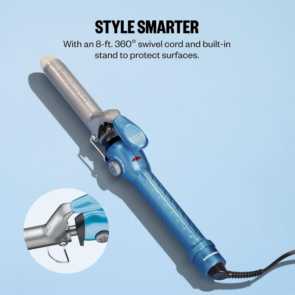 BaBylissPRO Nano Titanium Spring Curling Iron, Professional Hair Wand, Tool for Stylists, Nano Titanium Technology for Tight Curls or Loose Waves