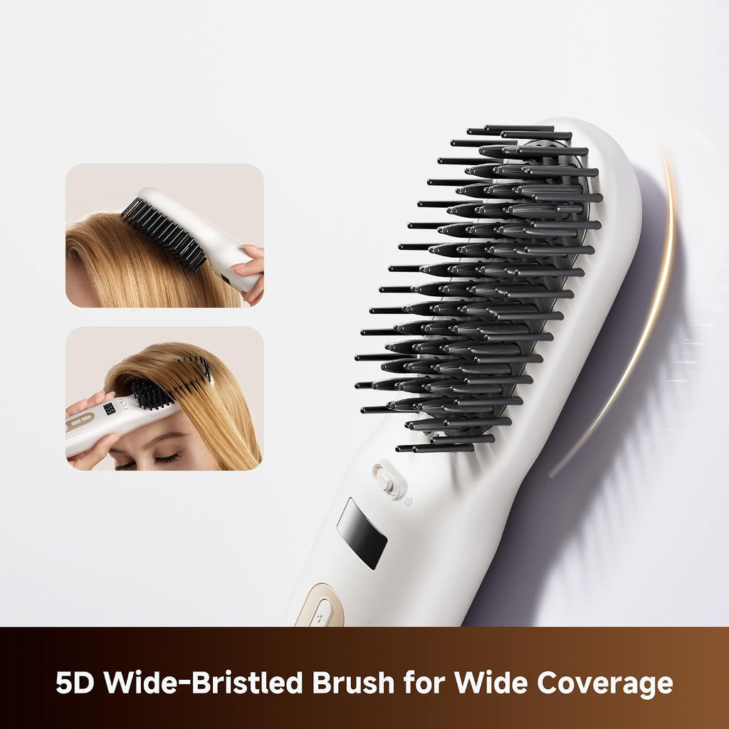 Dreame Silky Cordless Hair Straightening Brush, Rechargeable Heated Brush