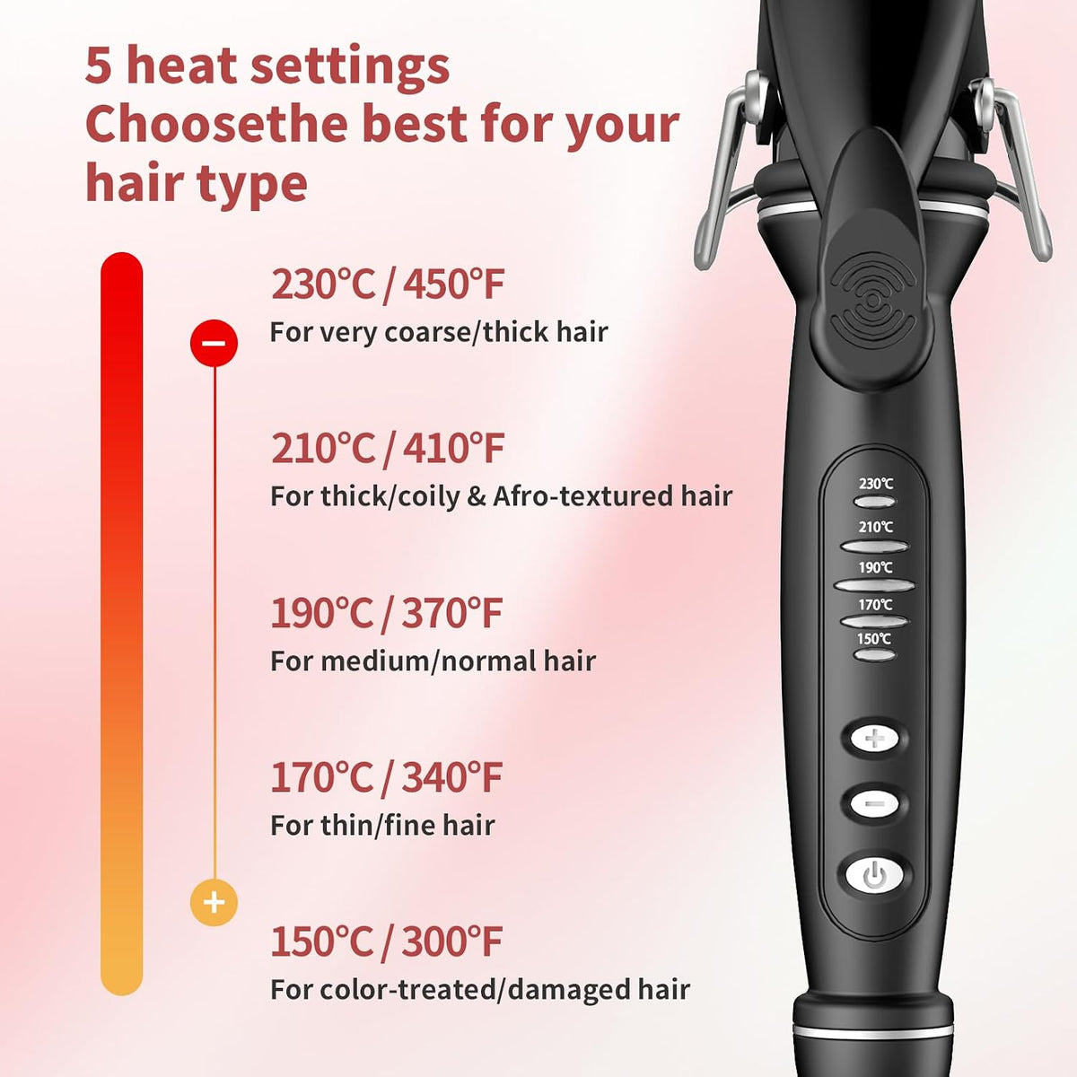 SAOSA 1 1/2 Inch Curling Iron, Tourmaline Ceramic Extra Long Barrel Curling Iron 1.5 Inch with Auto Shut-Off, Dual Voltage 110-240V Hair Curler Suitable for Travel, Including Glove