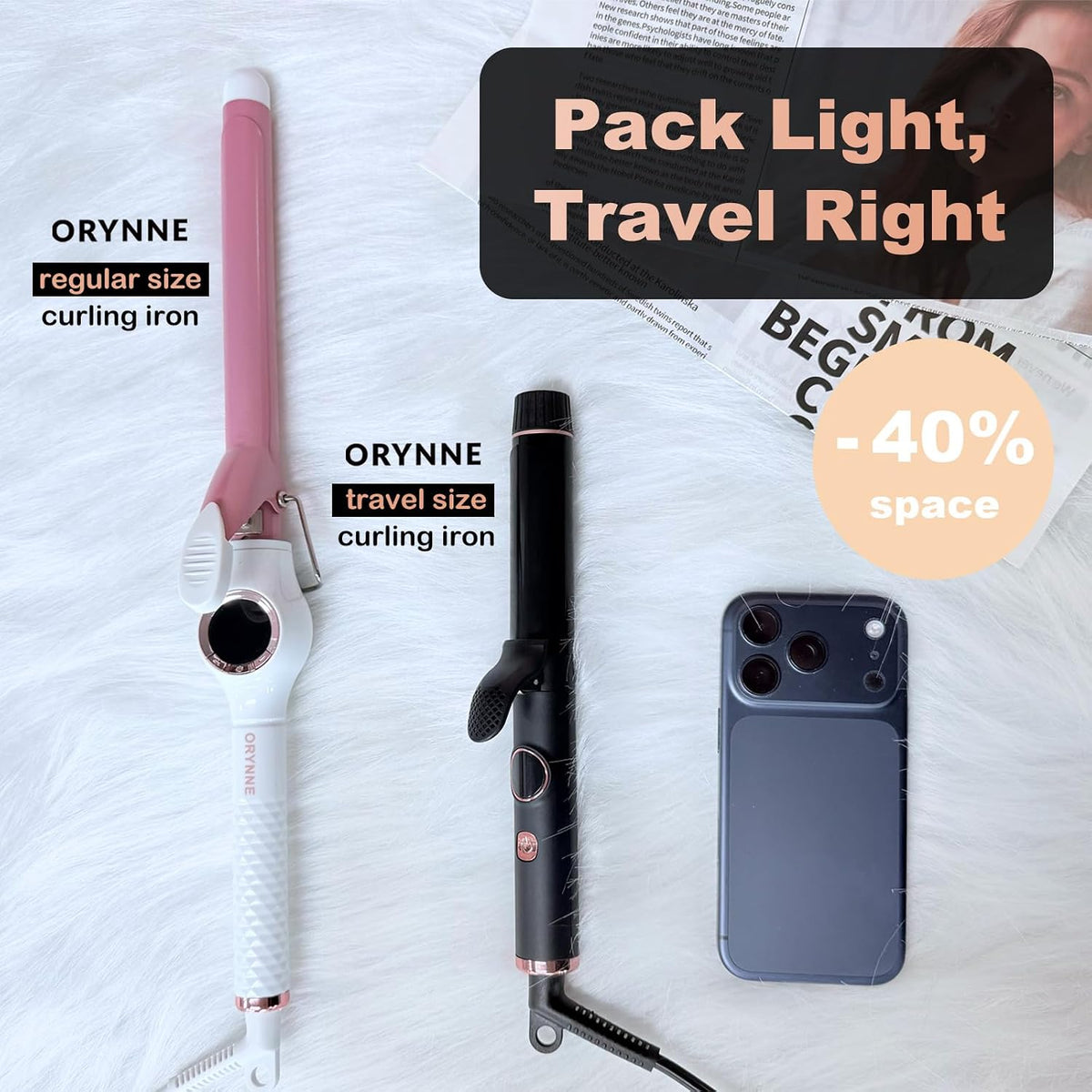ORYNNE Mini Travel Curling Iron for Short Hair 1 Inch