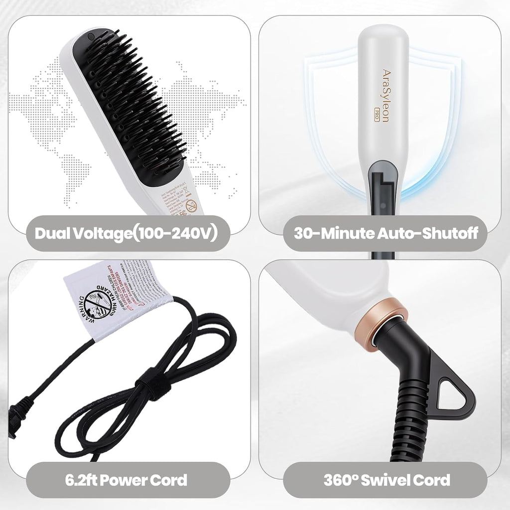 Pro Steam Hair Straightener, Straightening Brush for Coarse Hair