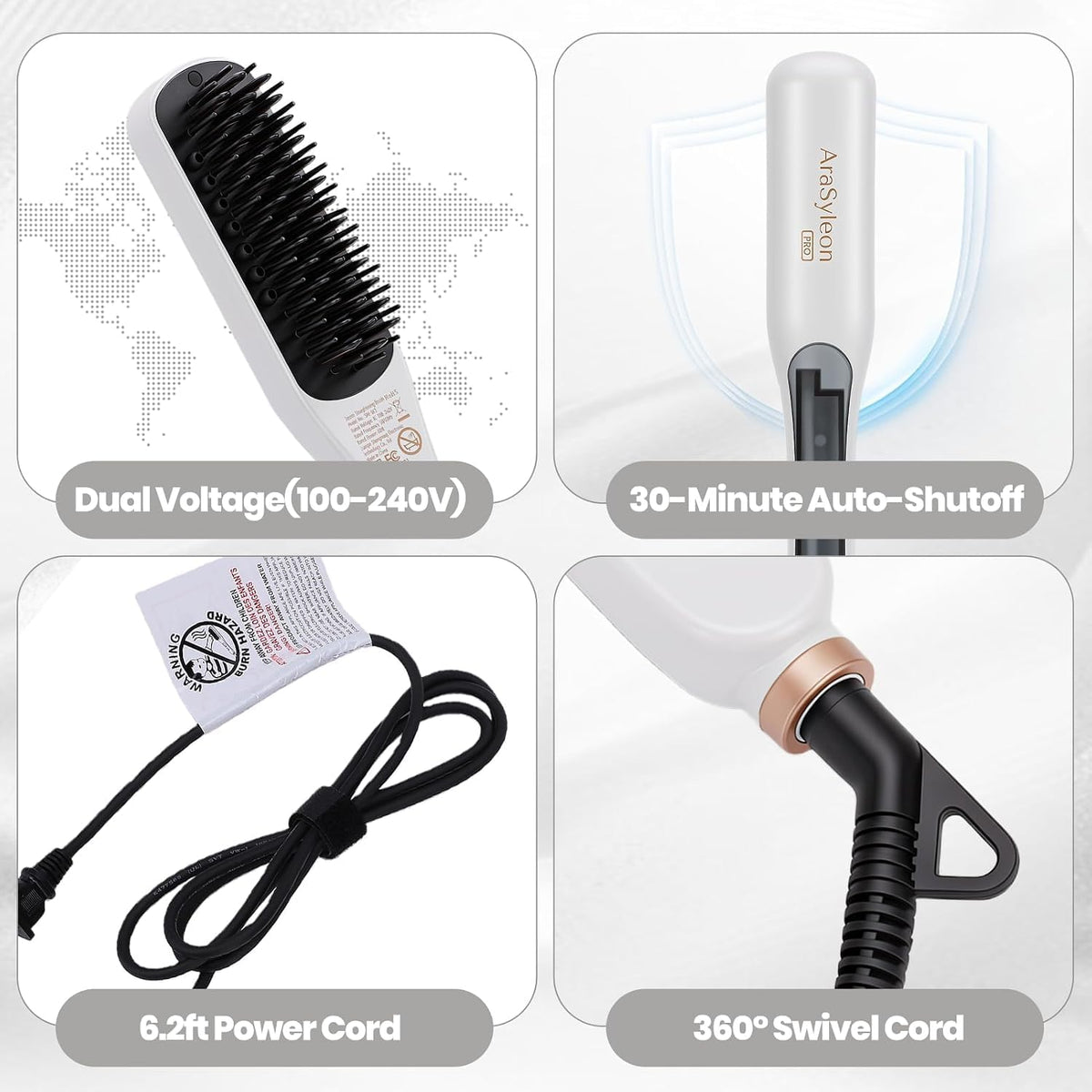 Pro Steam Hair Straightener, Straightening Brush for Coarse Hair