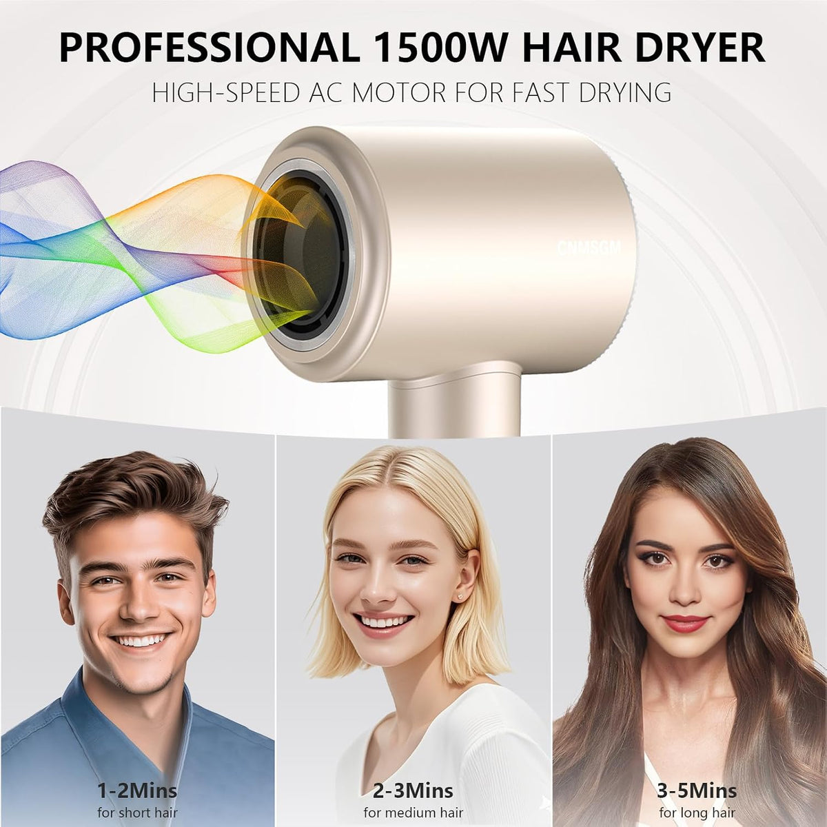 Faster Drying All Hair Types Hair Dryer,Ionic Blow Dryer(Iridescent)