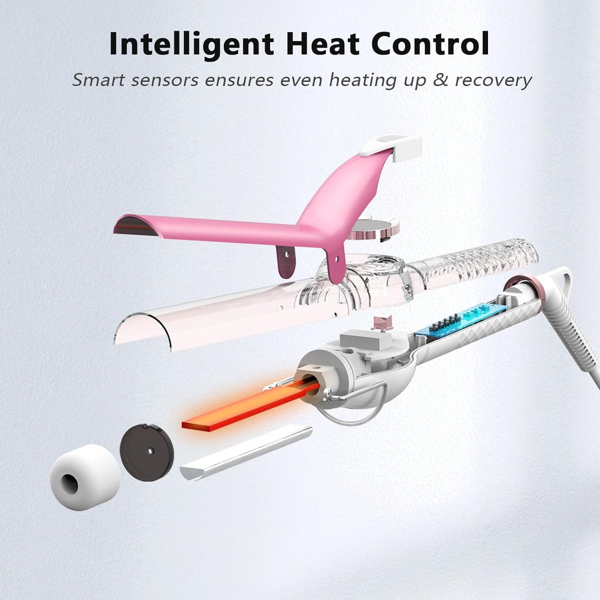 ORYNNE 1 Inch Long Barrel Digital Ceramic Curling Wand with Auto Shut Off and Dual Voltage for All Hair Types - Fast Even Heat Up