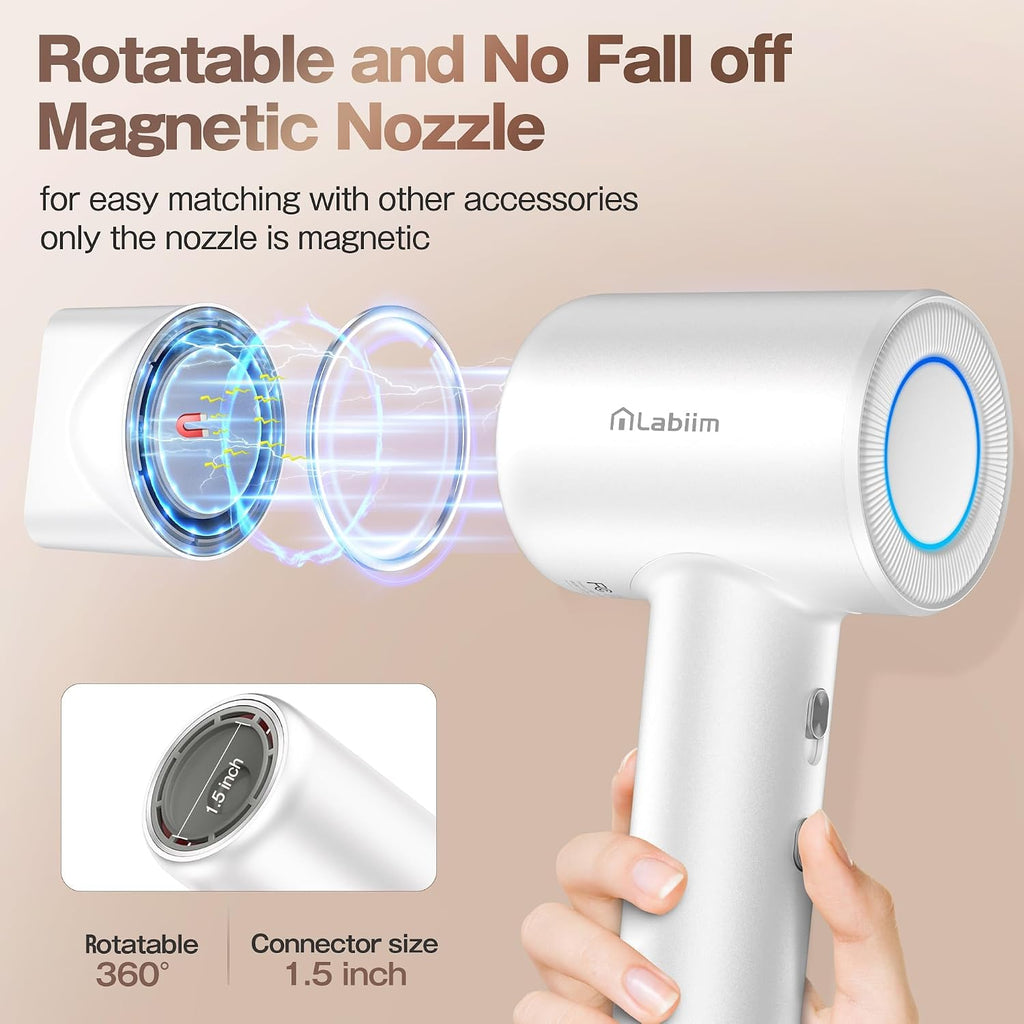 Labiim Hair Dryer,High-Speed Ionic Blow Dryer 110,000 RPM Motor,Cyber White