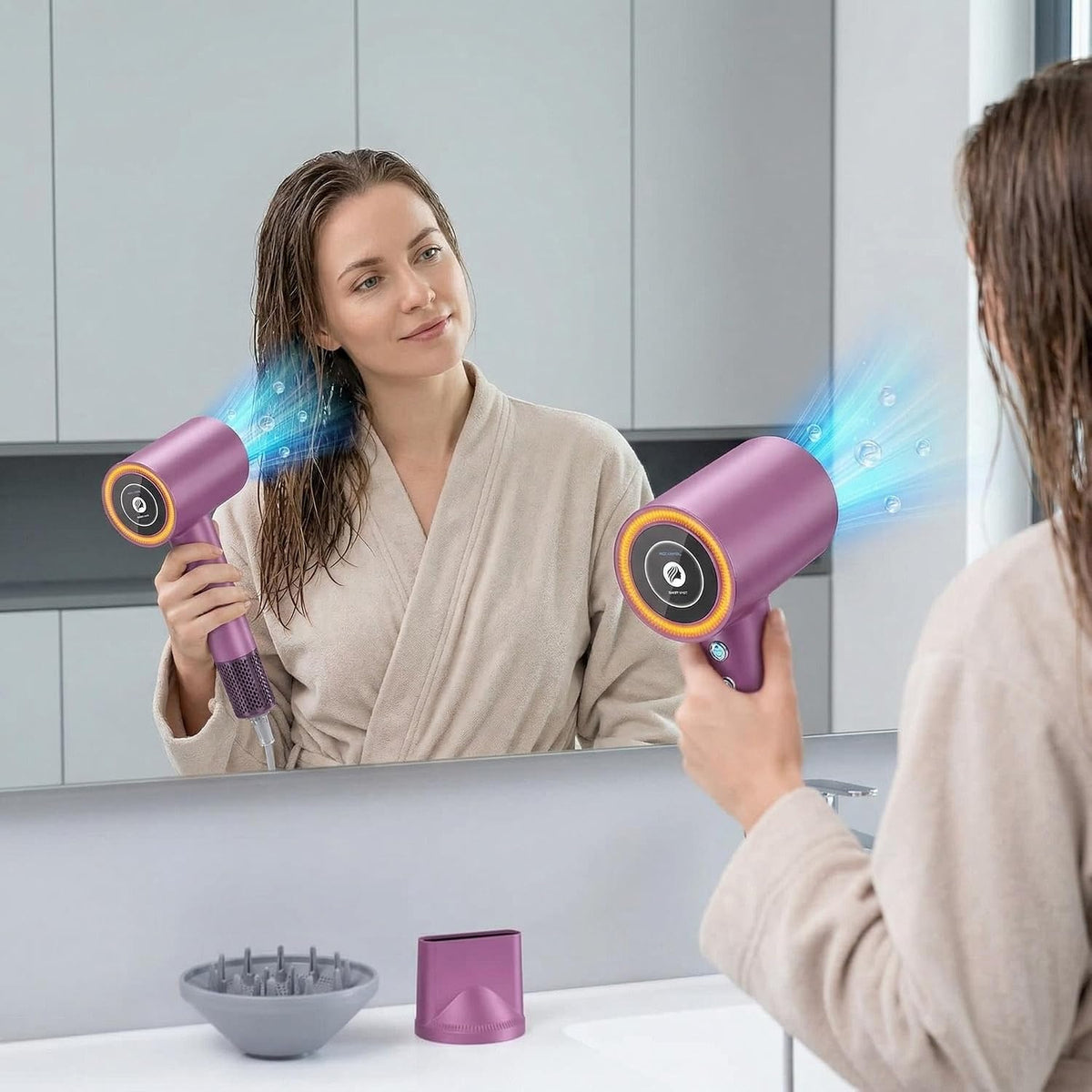 High-Speed Hair Dryer with LED Display: 110,000 RPM Ultra-Quiet 56dB