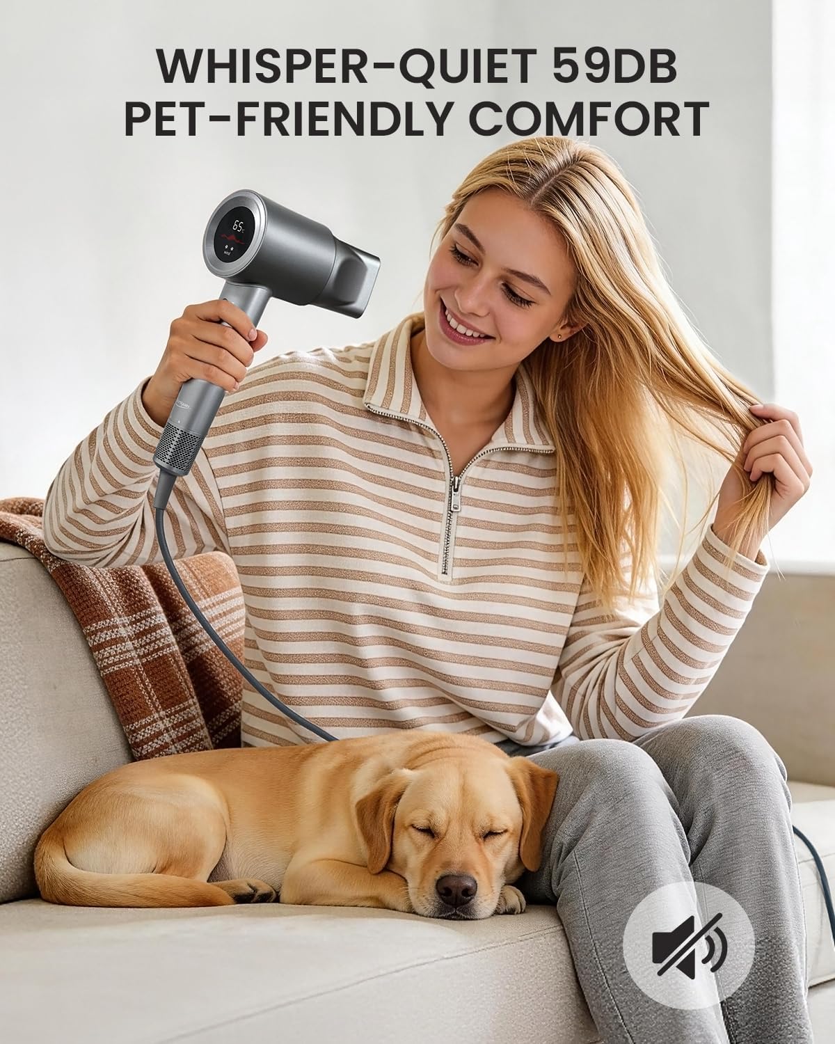 High Speed Hair Dryer, 110,000 RPM Brushless Motor, Fast Drying Ionic Blow Dryer, 200 Million Plasma Ions, Ultra Quiet, Lightweight, Diffuser Included, Frizz Control for Women & Men