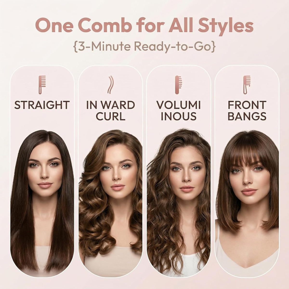 Go Brush Pro for Short Hair,Cordless Hair Straightener,Quick Styling(Black)