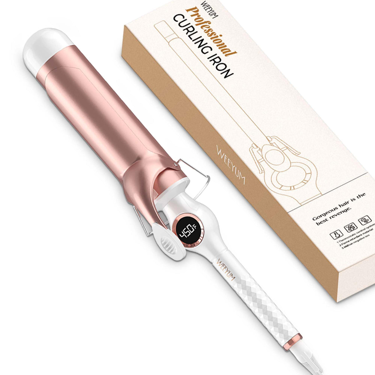 Large Curling Iron 2 Inch, Hair Curling Wand 2 Inch, Dual Voltage, Black