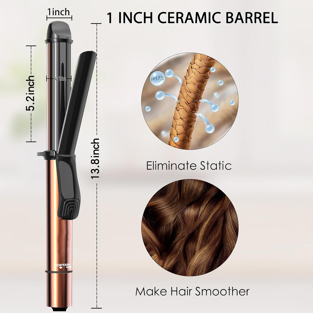 Nycoba 1 Inch Curling Iron, 60s Fast Heating up, LED Display, Gold
