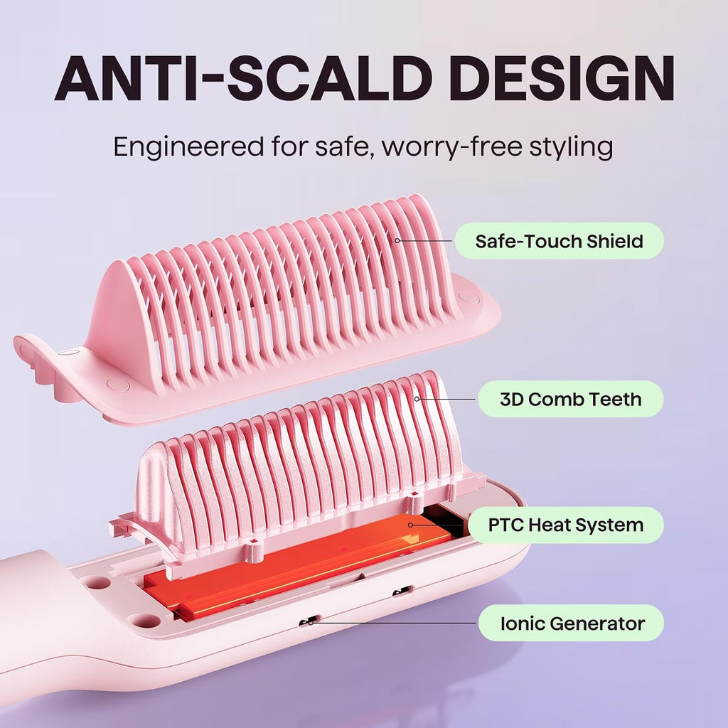Wavytalk Hair Straightener Brush, Sleek Sweep Ionic Straightening Brush