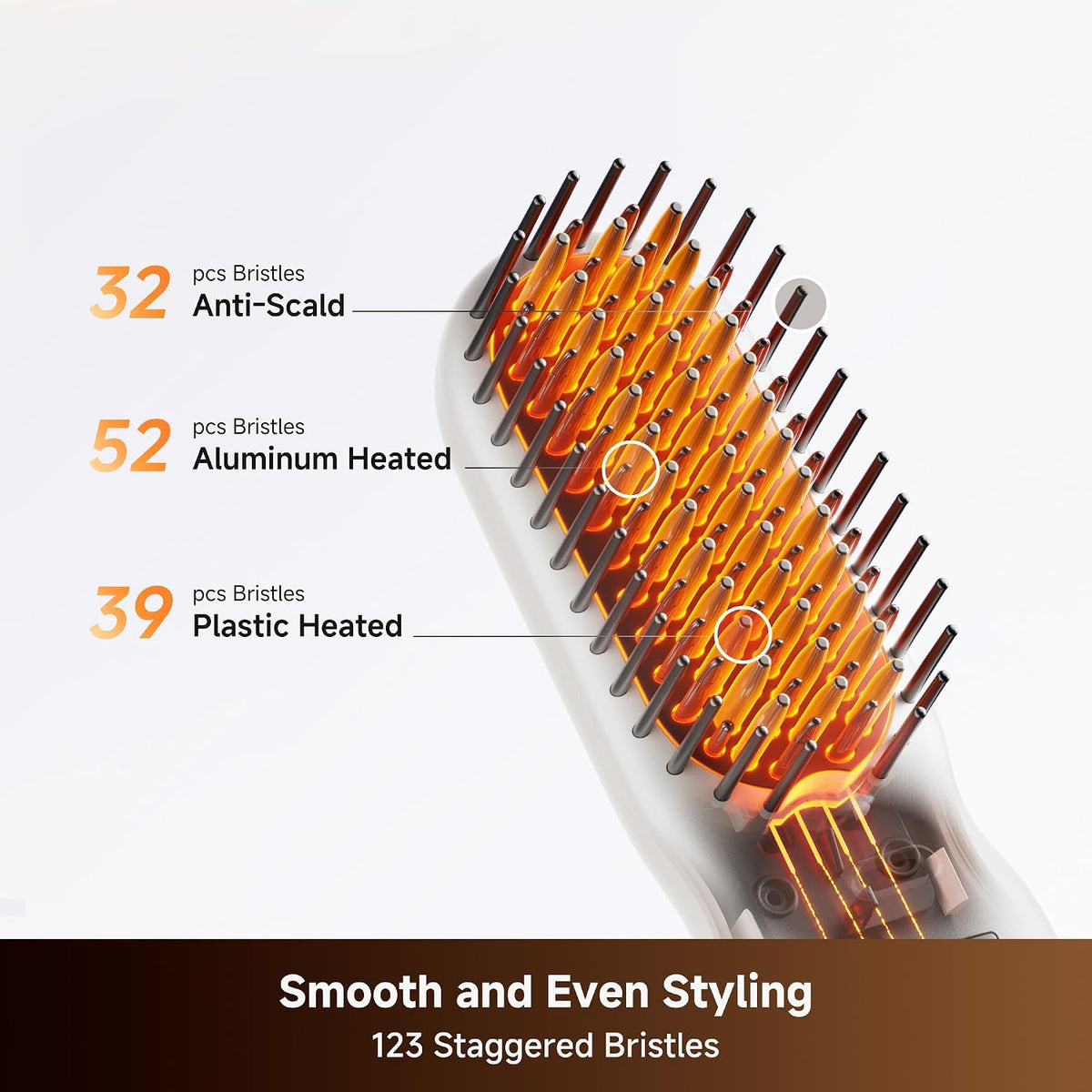 Dreame Silky Cordless Hair Straightening Brush, Rechargeable Heated Brush