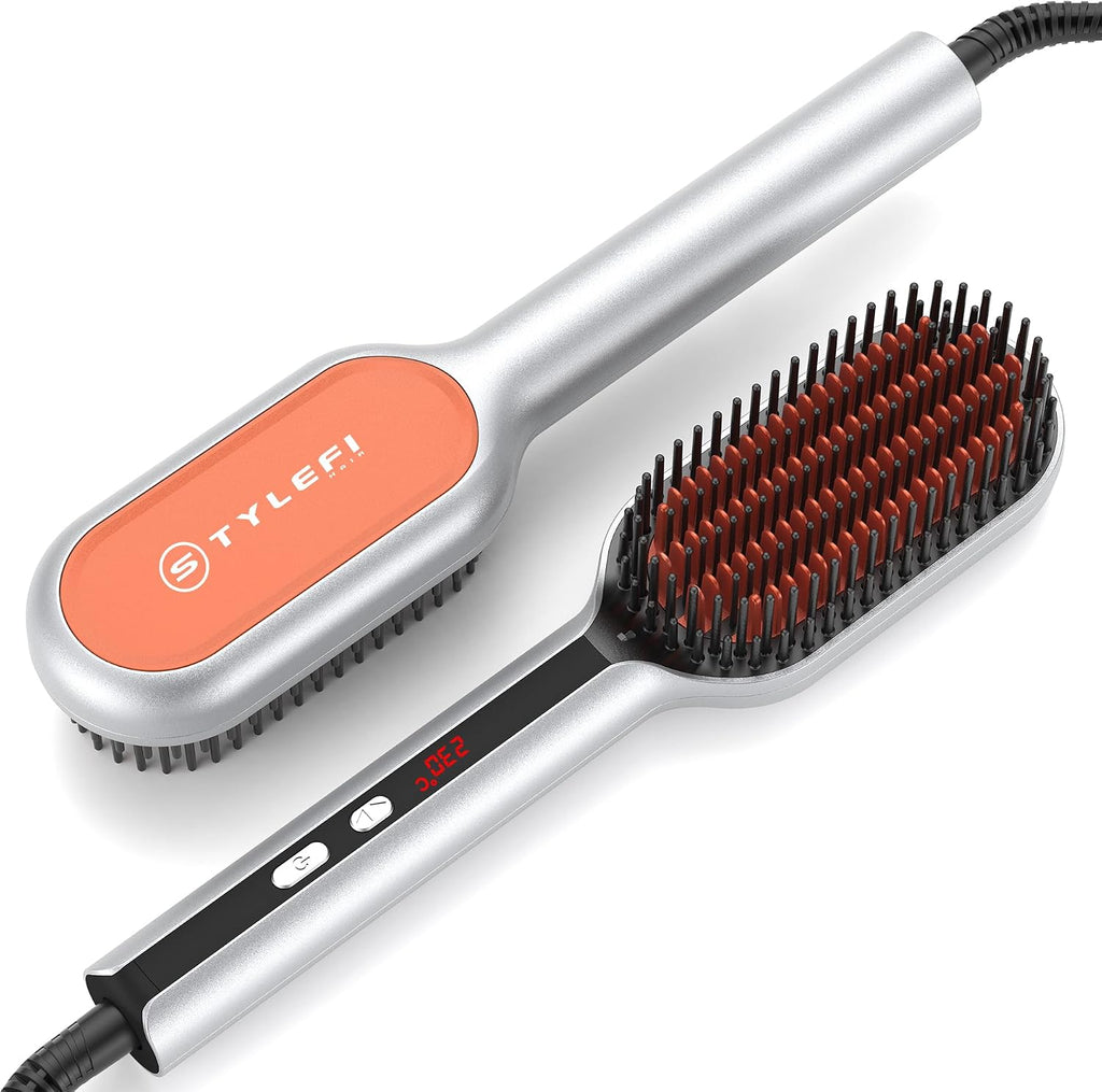 Plasma Straightening Comb, Heated Electric Hair Brush, Orange