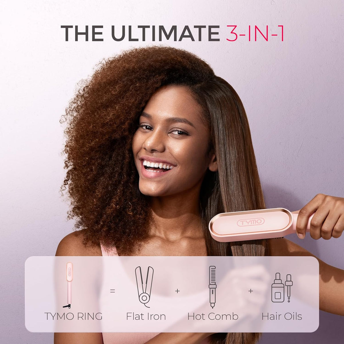 TYMO Ring Hair Straightener Brush, 2-in-1 Straightening Brush & Hot Comb