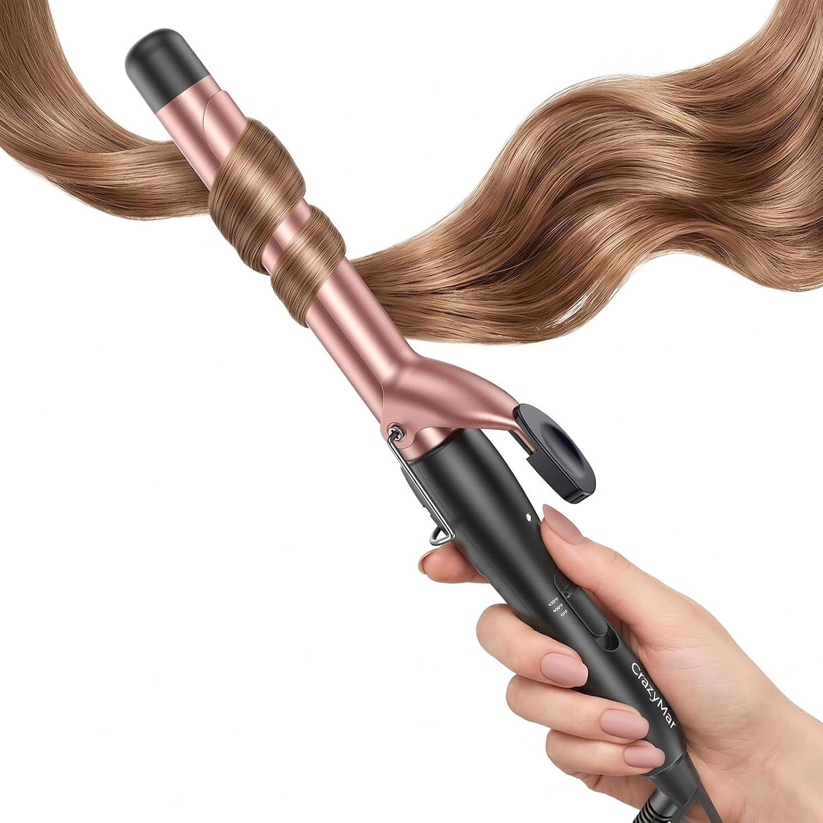 CrazyMar 1 Inch Curling Iron with Ceramic Coating, Fast Heat-Up to 430°F