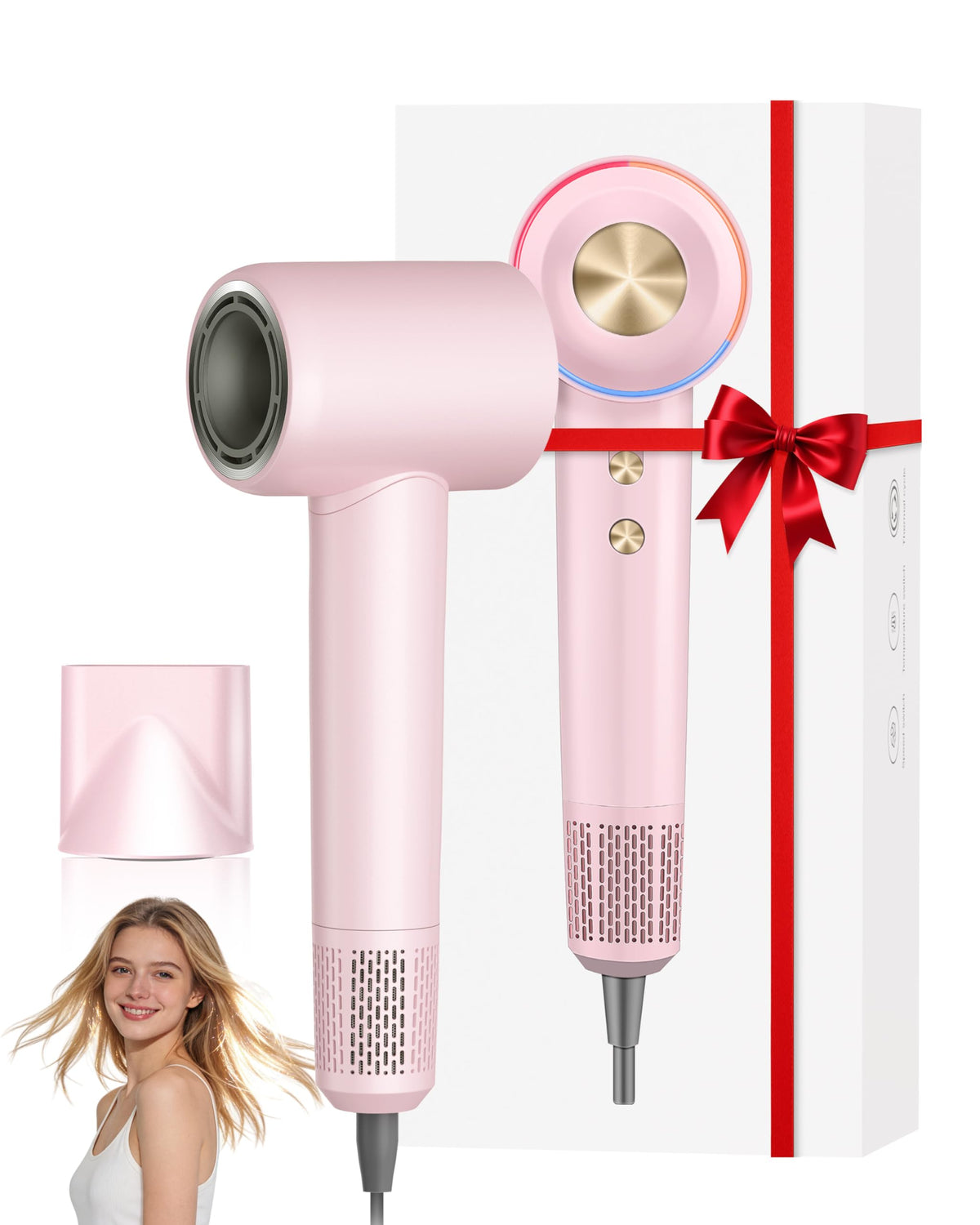 High Speed Hair Dryer,150000 RPM Brushless Motor Professional Blow Dryer for Fast Drying,500M Negative Ions Ionic with Magnetic Blow Air Nozzle,Control Quiet Noise, Lightweight for Travel