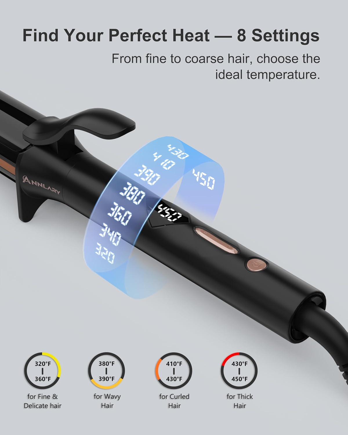 ANNLARY 1.5 Inch Curling Iron, 1 1/2 Titanium Ceramic Hair Curler